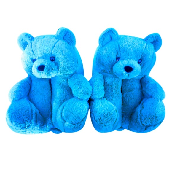 Blue teddy bear slippers - Picture 1 of 1